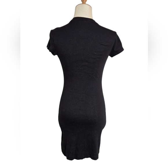 Reformation Black Ribbed Button Front Mini Dress - Picture 4 of 8